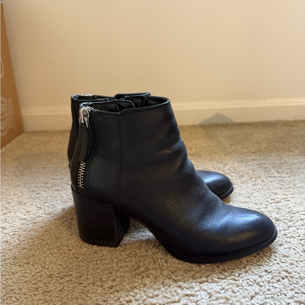 Aldo Black Leather Ankle Booties